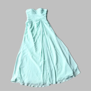 Bill Levkoff Chiffon Strapless Sweetheart  Neckline
Pleated Bodice Maxi Dress